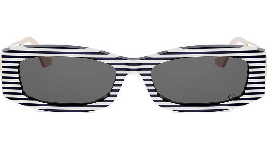 30Montaigne 14I Black Striped Rectangular Sunglasses