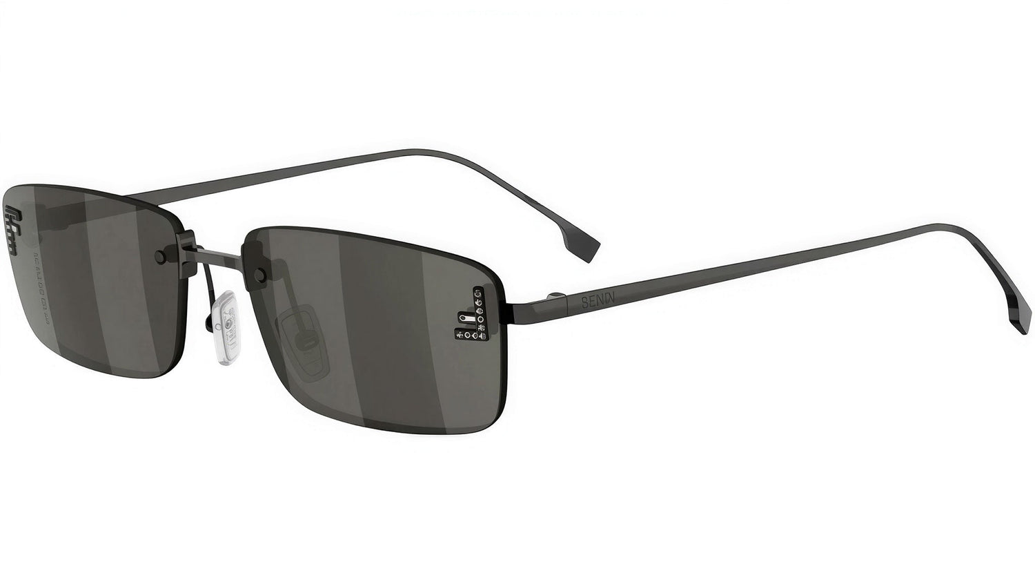 Fendi First Crystal Ruthenium Square Sunglasses