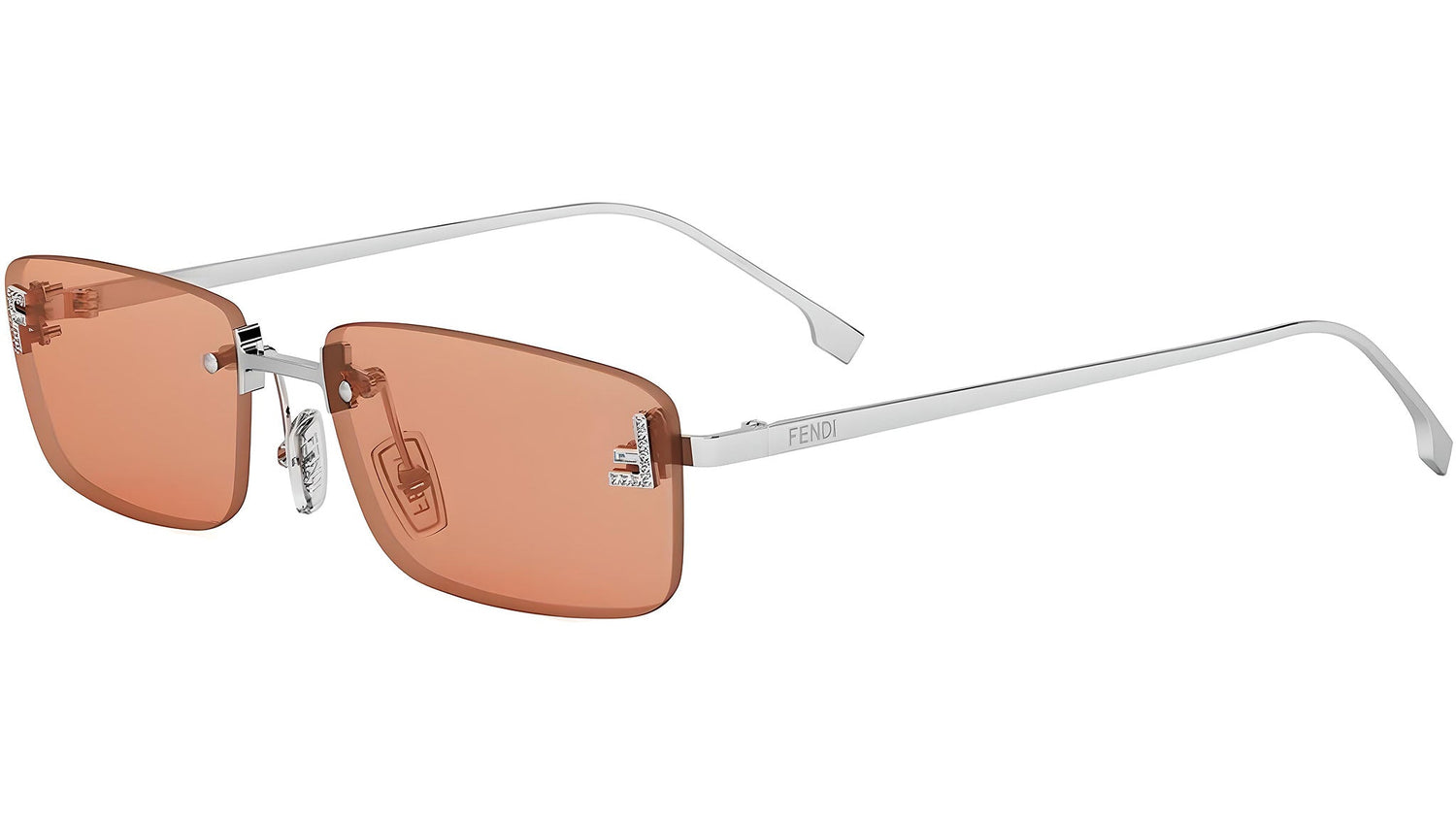 Fendi First Crystal Shiny Silver Square Sunglasses