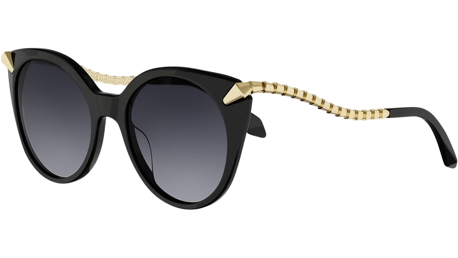 Serpenti Viper Black Round Sunglasses