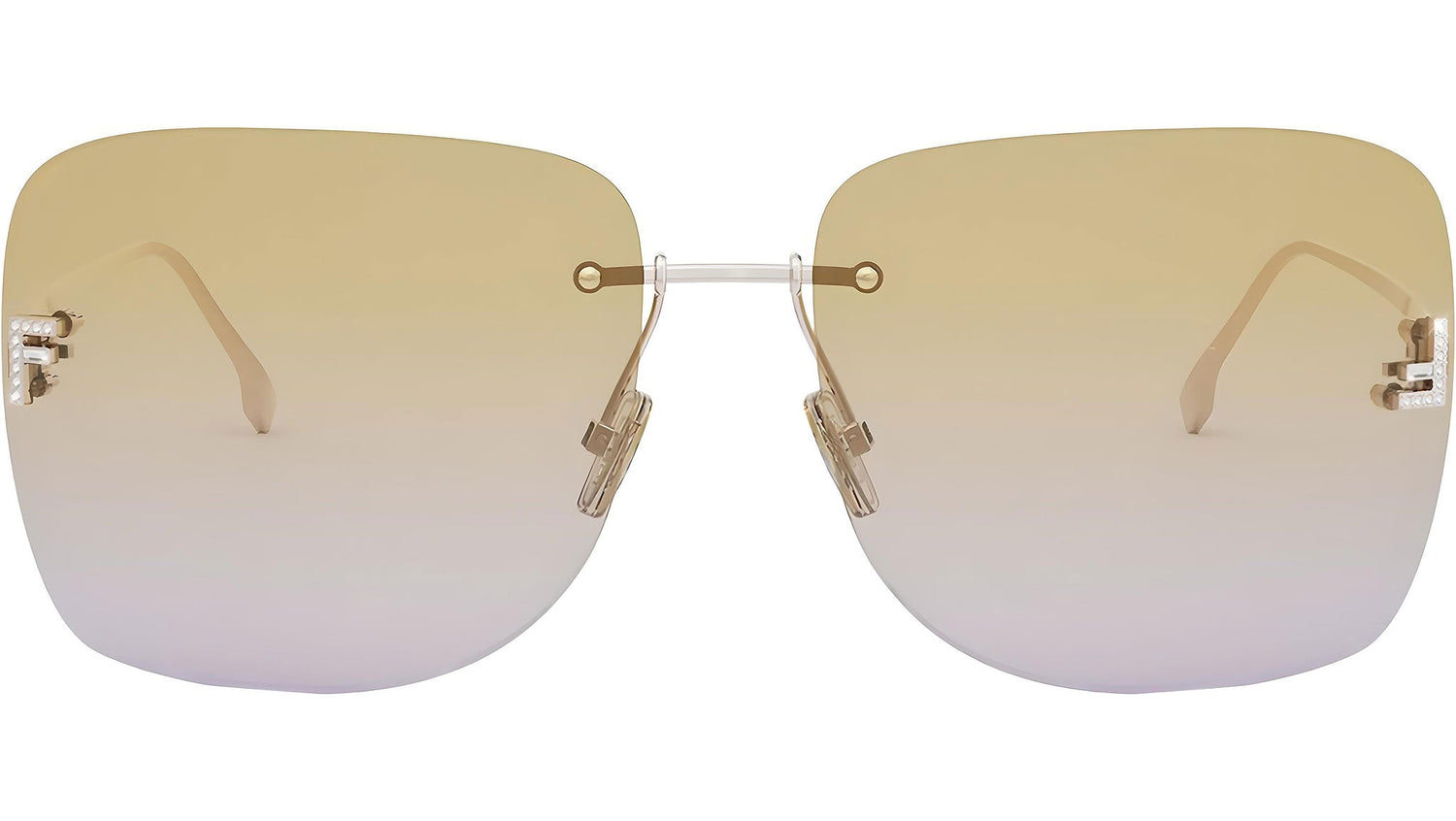 Fendi First Crystal Rose Gold Geometric Sunglasses