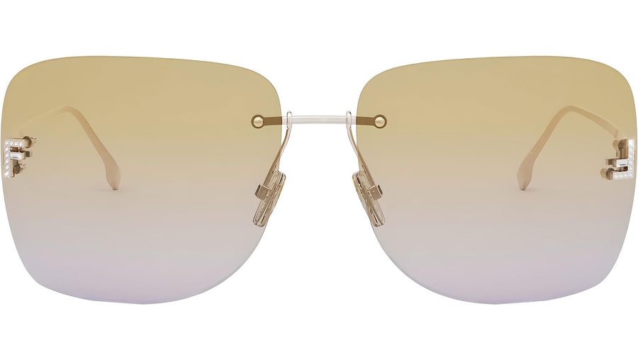 Fendi First Crystal Rose Gold Geometric Sunglasses