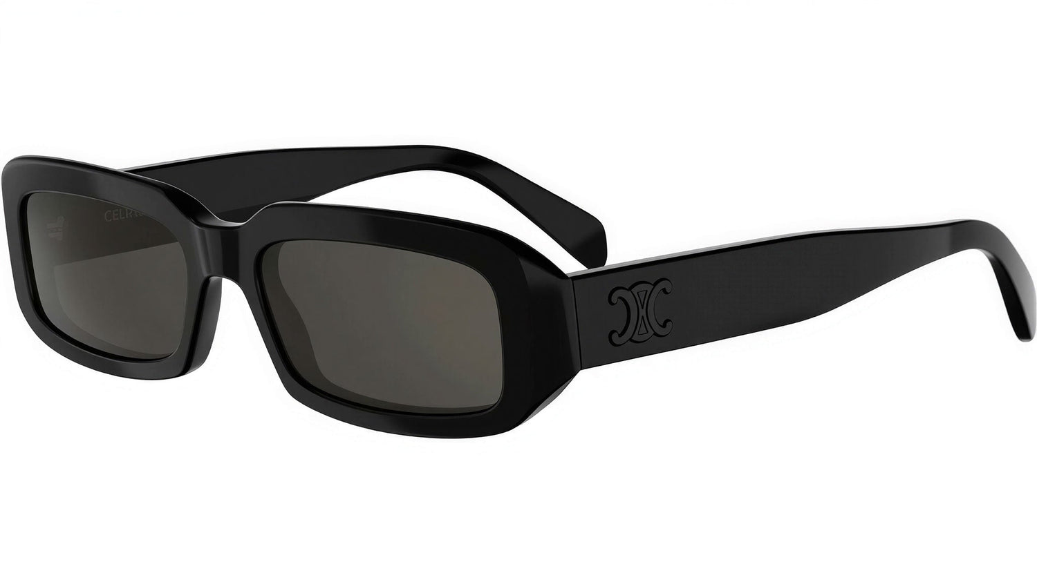 Triomphe Shiny Black Rectangular Sunglasses