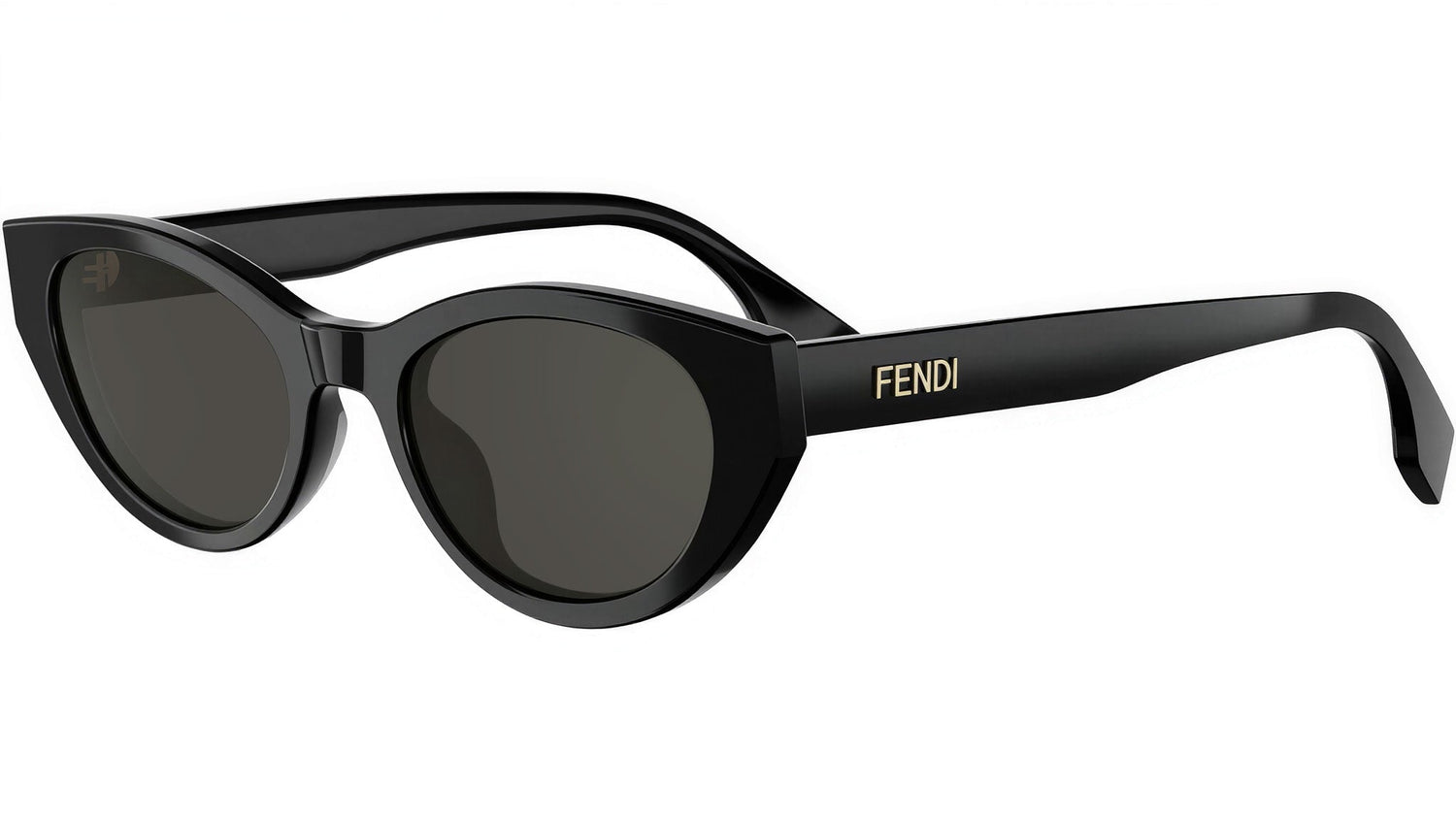 Lettering Shiny Black Oval Sunglasses