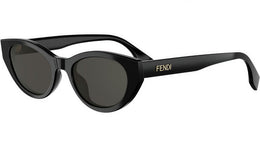 Lettering Shiny Black Oval Sunglasses