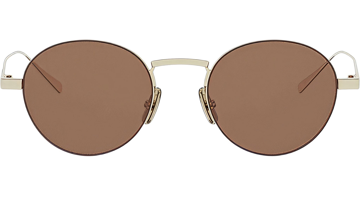 Metal Shiny Gold Round Sunglasses