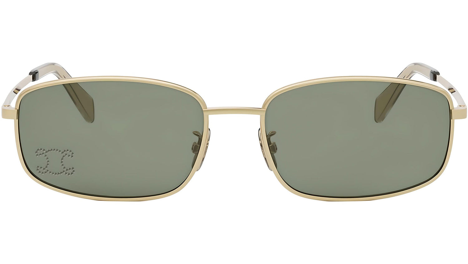 Triomphe Rhinestone Gold Rectangular Sunglasses