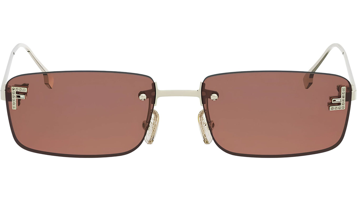 Fendi First Crystal Gold Square Sunglasses