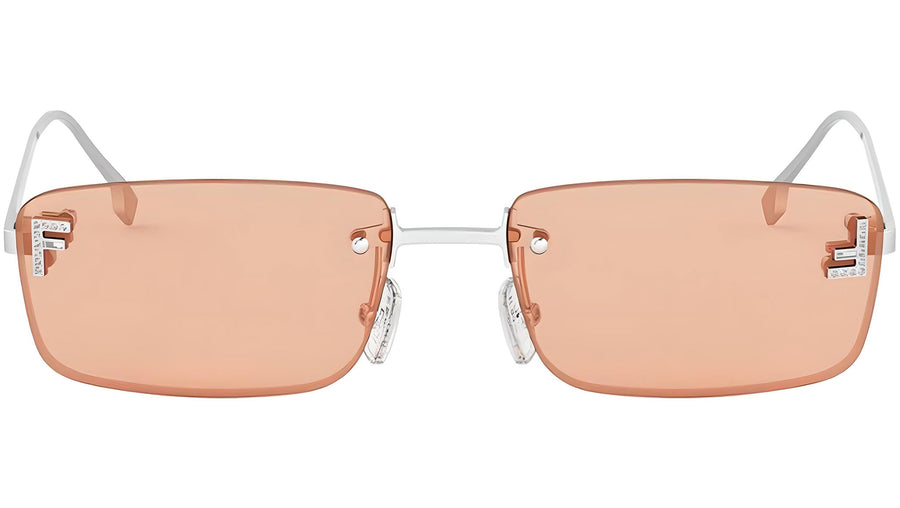 Fendi First Crystal Shiny Silver Square Sunglasses