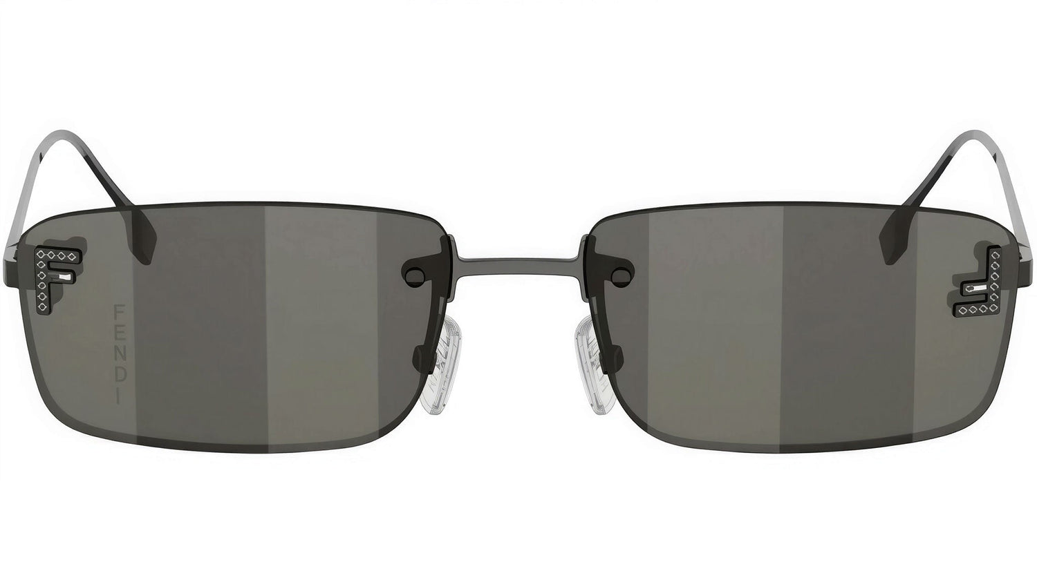 Fendi First Crystal Ruthenium Square Sunglasses