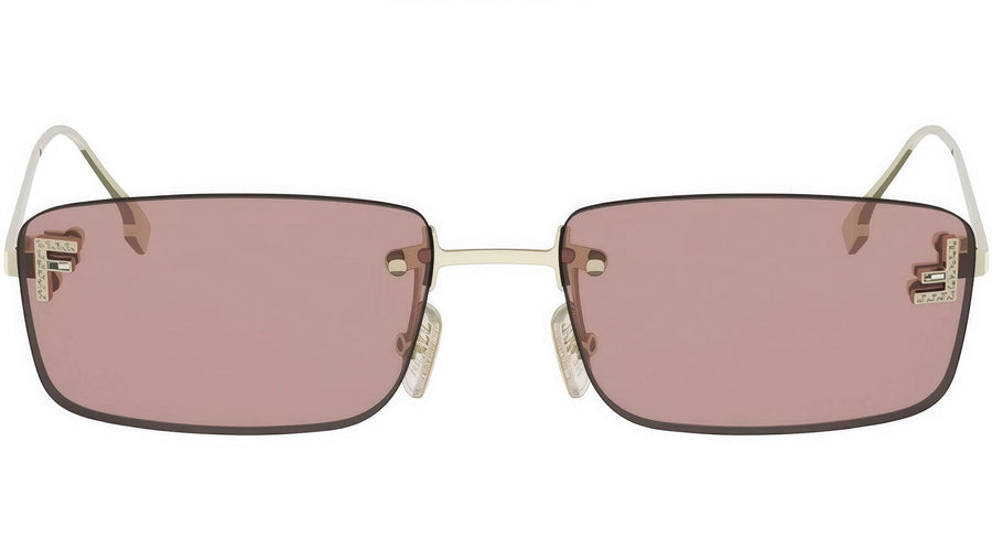 Fendi First Crystal Gold Square Sunglasses
