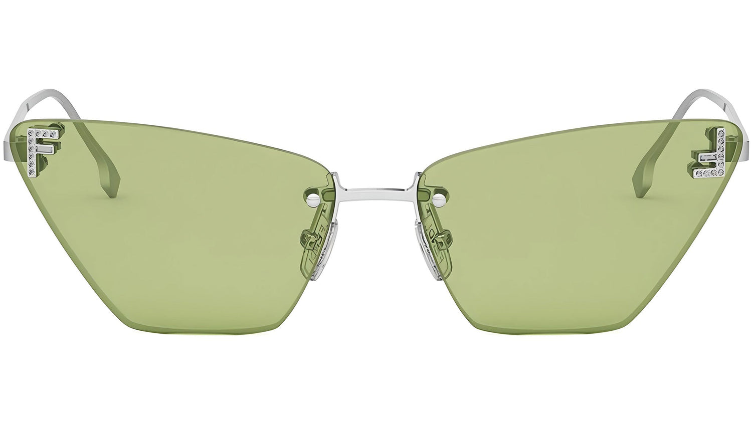 Fendi First Crystal Silver Cat Eye Sunglasses