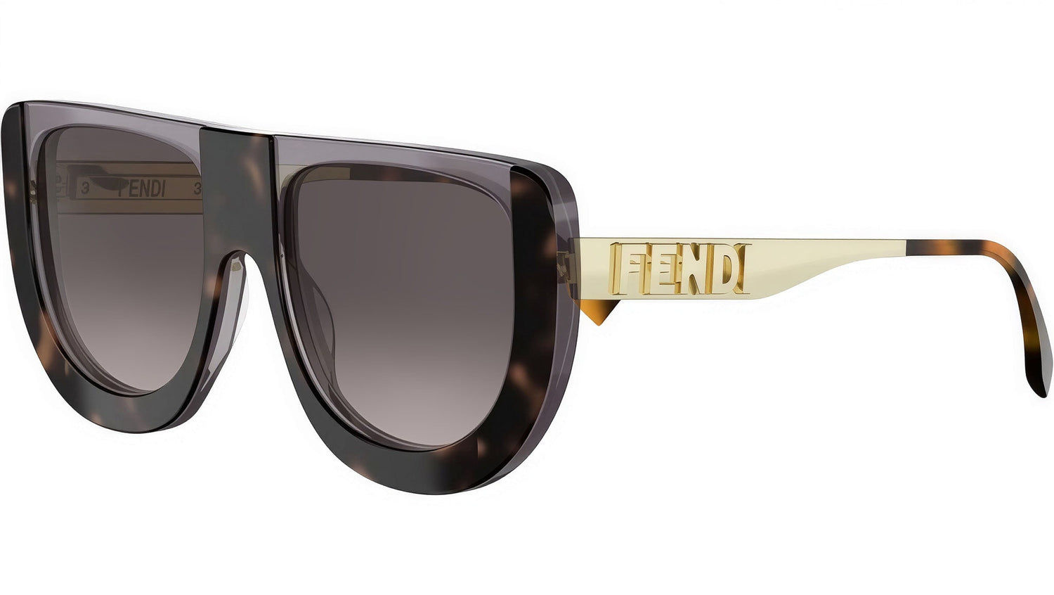 Fendigraphy Grey Havana Geometric Sunglasses