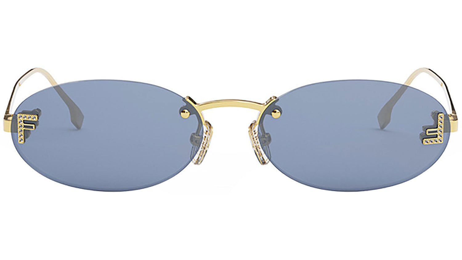 Fendi First Crystal Gold Oval Sunglasses