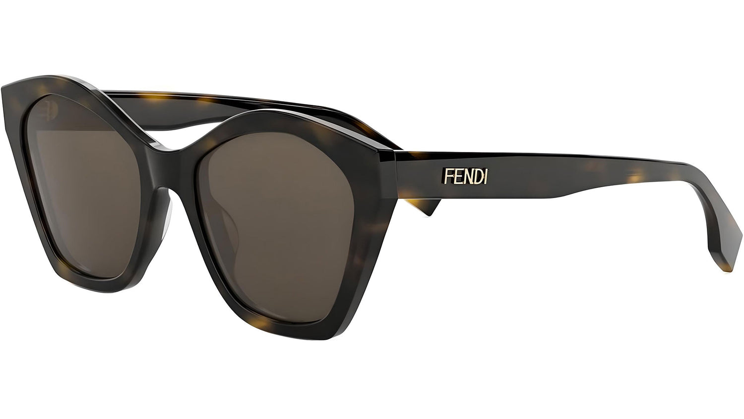 Lettering Havana Geometric Sunglasses