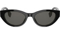 Lettering Shiny Black Oval Sunglasses