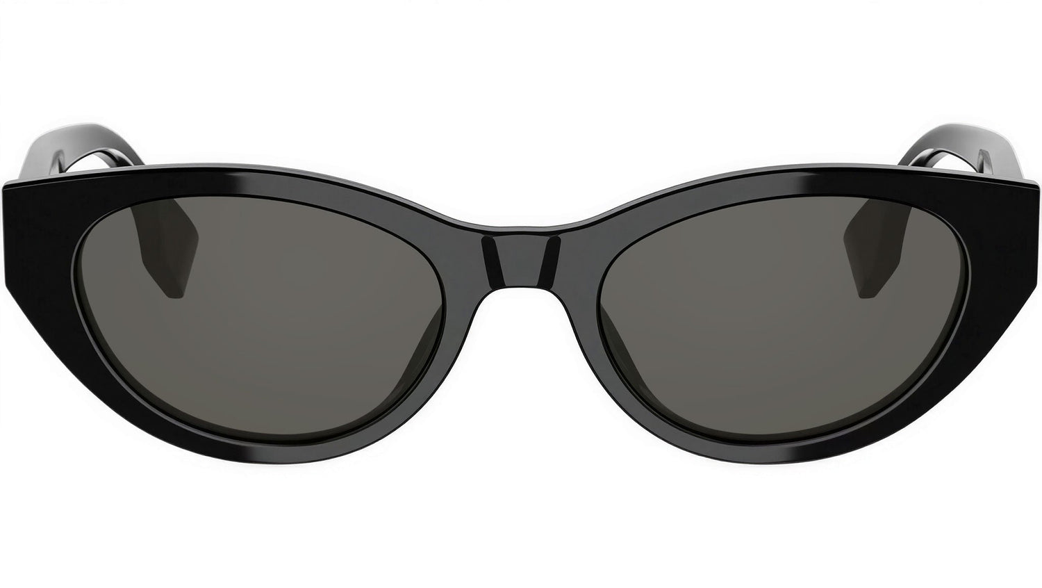 Lettering Shiny Black Oval Sunglasses
