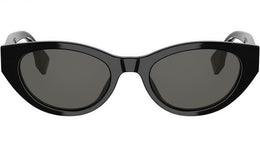 Lettering Shiny Black Oval Sunglasses