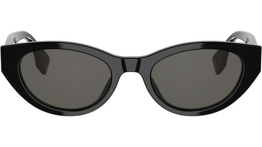 Lettering Shiny Black Oval Sunglasses