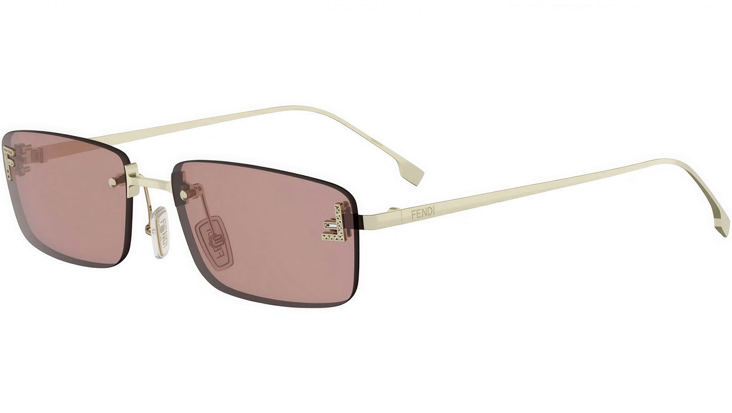 Fendi First Crystal Gold Square Sunglasses